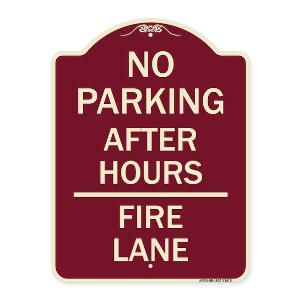 Signmission No Parking After Hours Fire Lane Heavy-Gauge Aluminum Architectural Sign, 24" x 18", BU-1824-23815 A-DES-BU-1824-23815 - main